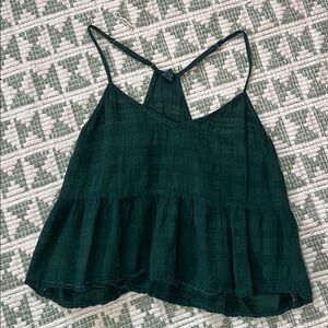 Tokyo Darling Women's 100% Cotton Babydoll Tank Top in Emerald Green - Size L